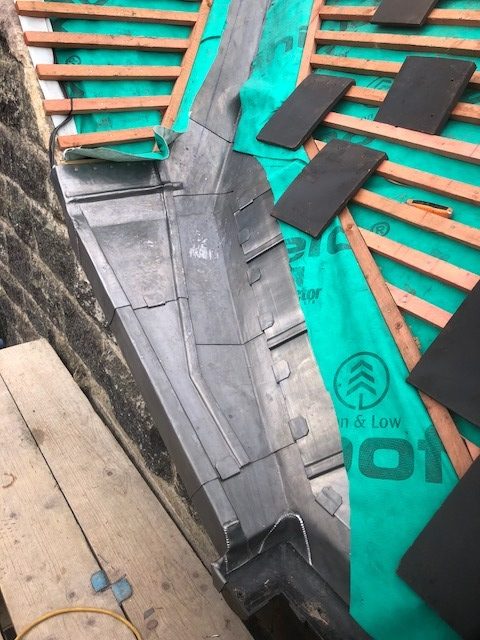 Specialist lead flashings installed during a house re-roofing project