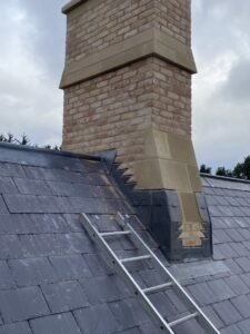 leadwork to chimney stack.