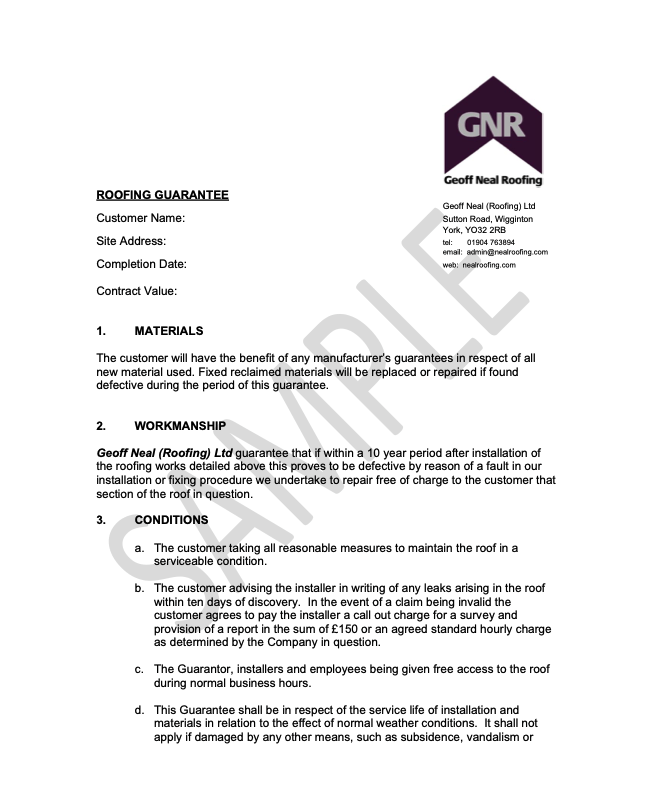 roofing guarantee