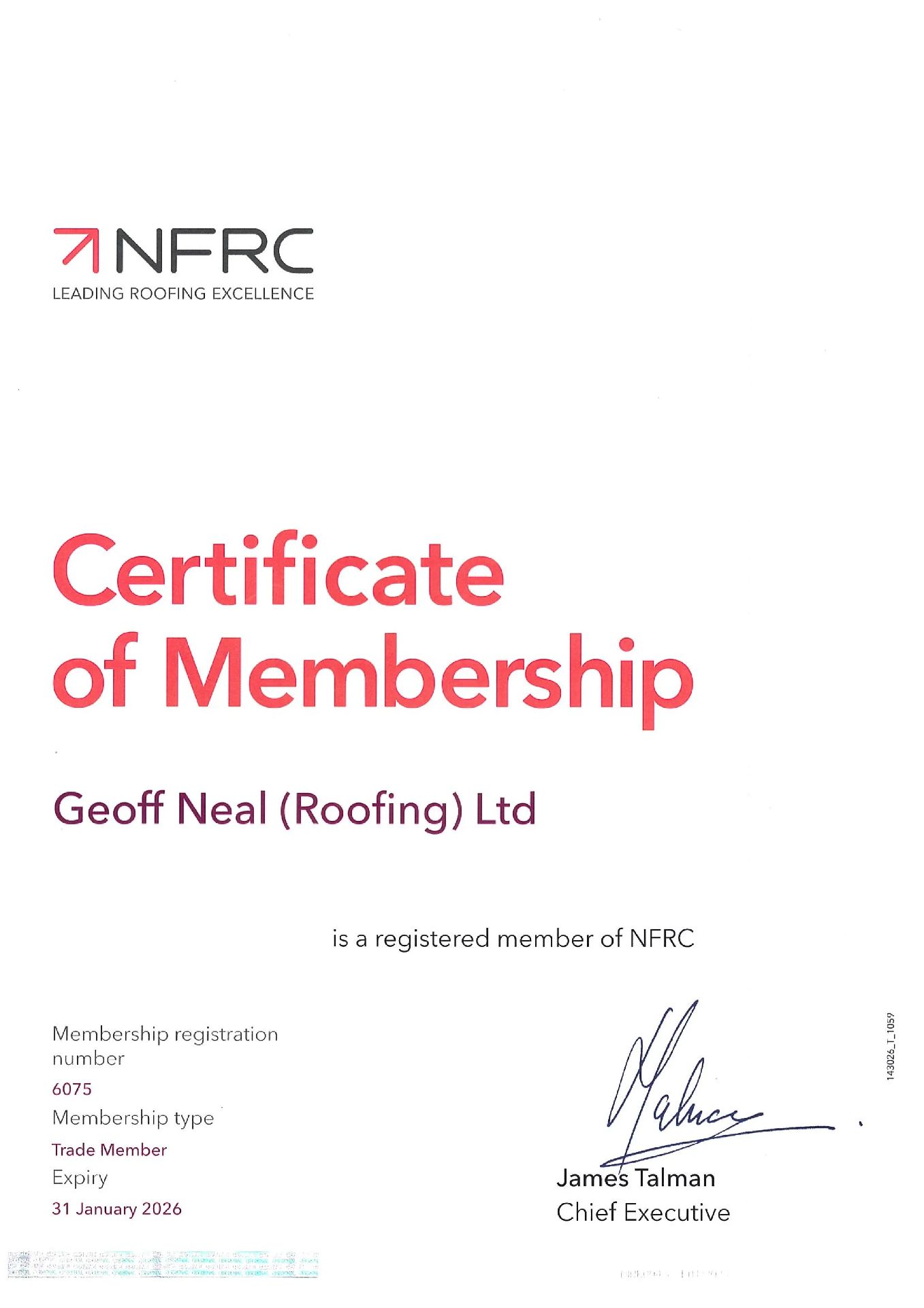 NFRC Membership Certificate 25